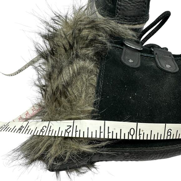 Sorel Joan of Ark Snow Boot Womens 7 Black Suede Faux Fur Waterproof Lace Up - Picture 10 of 12